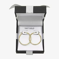 Womens 10K Gold 25mm Round Hoop Earrings