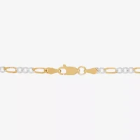 Made in Italy Womens 24K Gold Over Silver 10 Inch Solid Figaro Ankle Bracelet