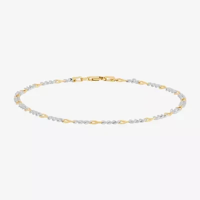 Made in Italy Womens 24K Gold Over Silver 10 Inch Solid Figaro Ankle Bracelet