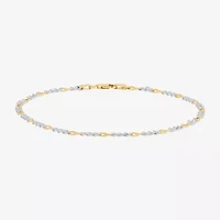 Made in Italy Womens 24K Gold Over Silver 10 Inch Solid Figaro Ankle Bracelet