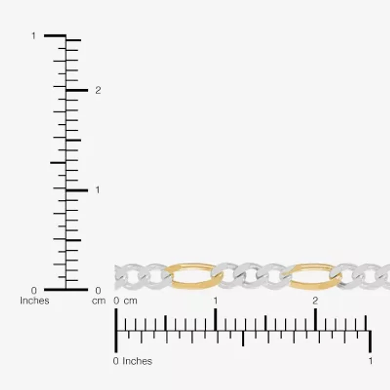 Made in Italy Womens 24K Gold Over Silver 10 Inch Solid Figaro Ankle Bracelet