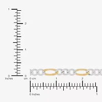 Made in Italy Womens 24K Gold Over Silver 10 Inch Solid Figaro Ankle Bracelet