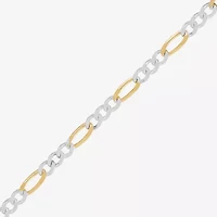 Made in Italy Womens 24K Gold Over Silver 10 Inch Solid Figaro Ankle Bracelet