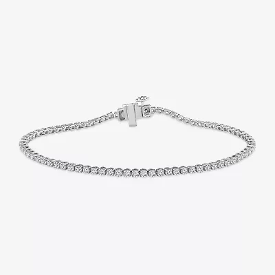 (F, Si2) Womens 2 1/4 CT. T.W. Lab Grown White Diamond Sterling Silver Round 8 Inch Tennis Bracelet