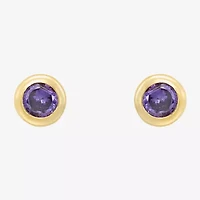 Limited Quantities! Purple Cubic Zirconia 14K Gold 4.5mm Round Stud Earrings