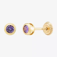 Limited Quantities! Purple Cubic Zirconia 14K Gold 4.5mm Round Stud Earrings