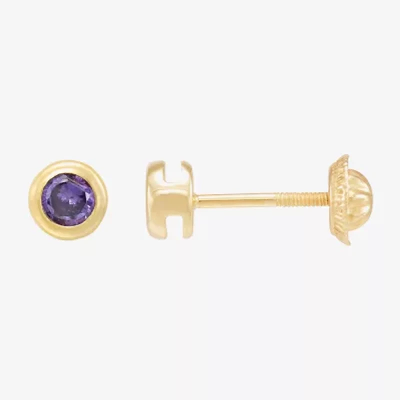 Limited Quantities! Purple Cubic Zirconia 14K Gold 4.5mm Round Stud Earrings