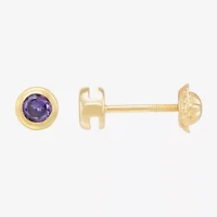Limited Quantities! Purple Cubic Zirconia 14K Gold 4.5mm Round Stud Earrings