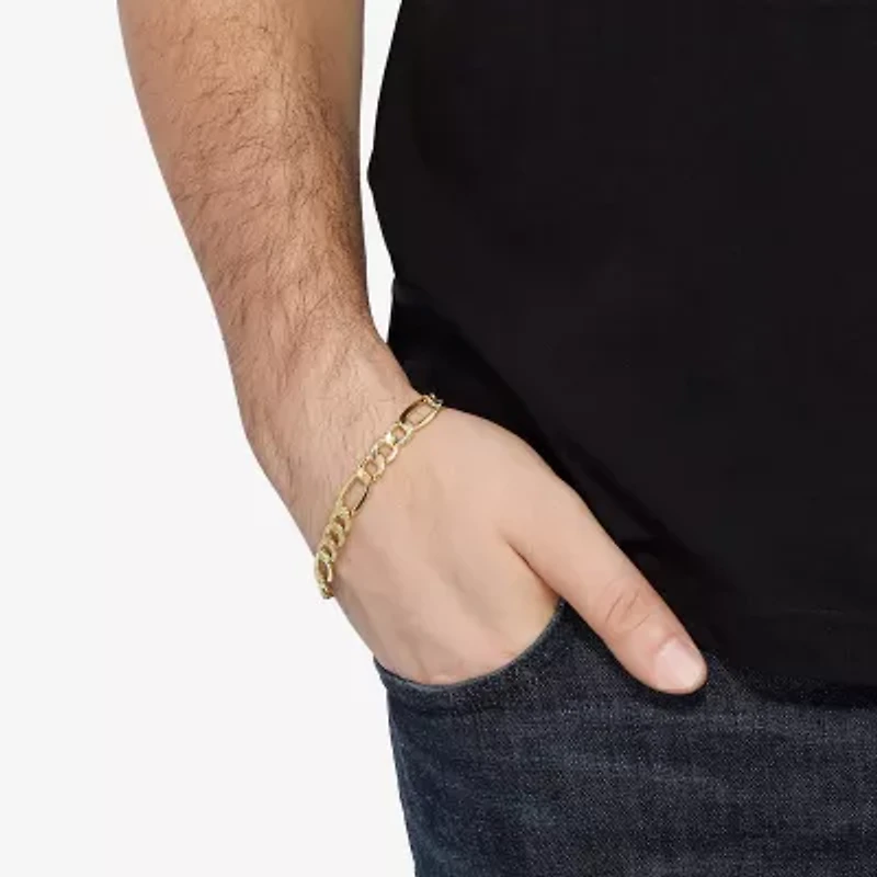 Limited Quantities! Mens 10K Gold 9 Inch Semisolid Figaro Chain Bracelet