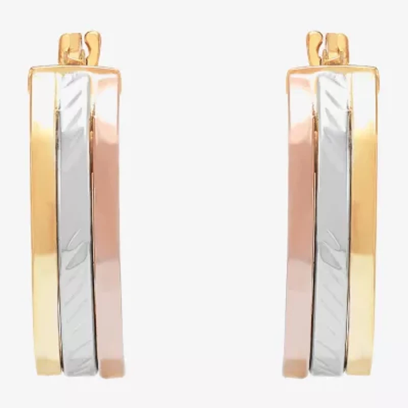 Limited Quantities! Womens 14K Tri-Color Gold 23mm Hoop Earrings