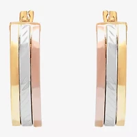 Limited Quantities! Womens 14K Tri-Color Gold 23mm Hoop Earrings