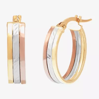 Limited Quantities! Womens 14K Tri-Color Gold 23mm Hoop Earrings