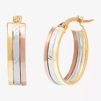 Limited Quantities! Womens 14K Tri-Color Gold 23mm Hoop Earrings