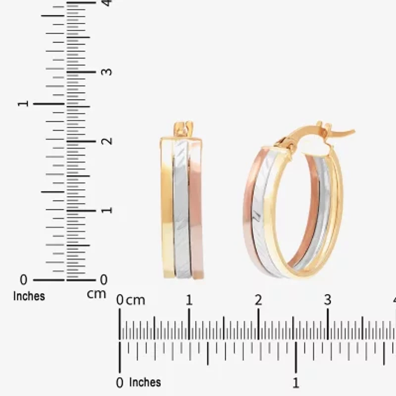 Limited Quantities! Womens 14K Tri-Color Gold 23mm Hoop Earrings