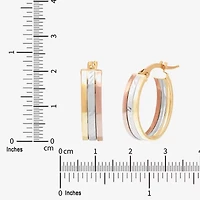 Limited Quantities! Womens 14K Tri-Color Gold 23mm Hoop Earrings