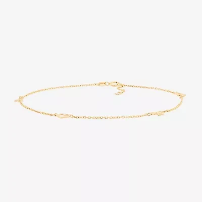 Limited Quantities! Womens 10K Gold 10 Inch Solid Cable Heart Ankle Bracelet