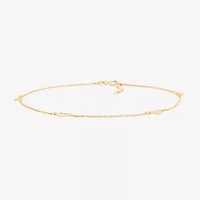 Limited Quantities! Womens 10K Gold 10 Inch Solid Cable Heart Ankle Bracelet