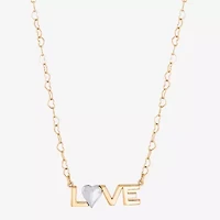 "Love" Womens 10K Two Tone Gold Heart 18 Inch Pendant Necklace
