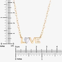 "Love" Womens 10K Two Tone Gold Heart 18 Inch Pendant Necklace