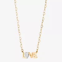 "Love" Womens 10K Two Tone Gold Heart 18 Inch Pendant Necklace