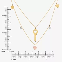 Limited Quantities! Womens 10K Tri-Color Gold Heart Keys 17 Inch Pendant Necklace