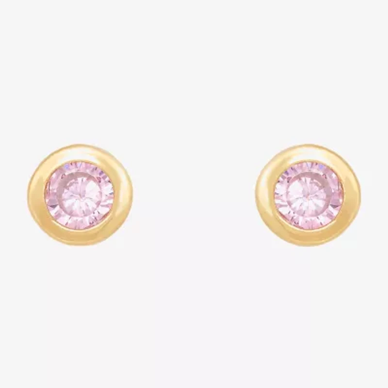 Limited Quantities! Pink Cubic Zirconia 14K Gold 4.5mm Round Stud Earrings