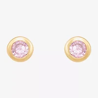 Limited Quantities! Pink Cubic Zirconia 14K Gold 4.5mm Round Stud Earrings