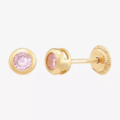 Limited Quantities! Pink Cubic Zirconia 14K Gold 4.5mm Round Stud Earrings