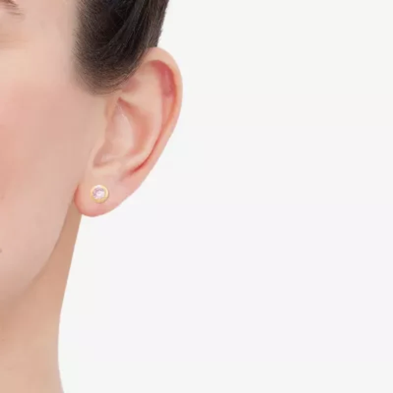Limited Quantities! Pink Cubic Zirconia 14K Gold 4.5mm Round Stud Earrings