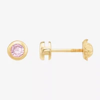 Limited Quantities! Pink Cubic Zirconia 14K Gold 4.5mm Round Stud Earrings