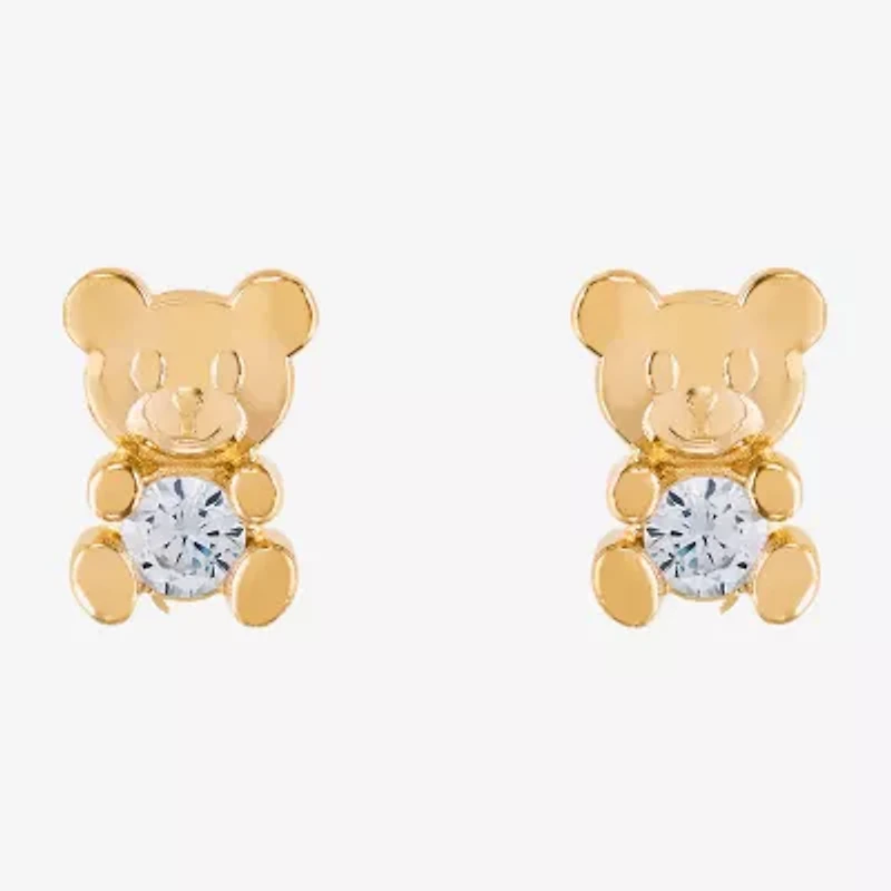 Limited Quantities! White Cubic Zirconia 14K Gold 7.1mm Stud Earrings