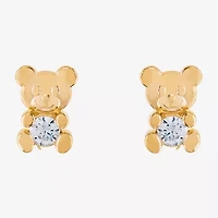 Limited Quantities! White Cubic Zirconia 14K Gold 7.1mm Stud Earrings