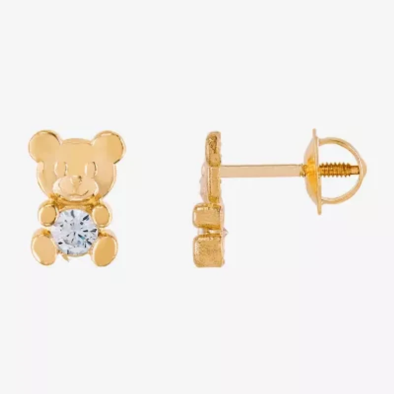 Limited Quantities! White Cubic Zirconia 14K Gold 7.1mm Stud Earrings