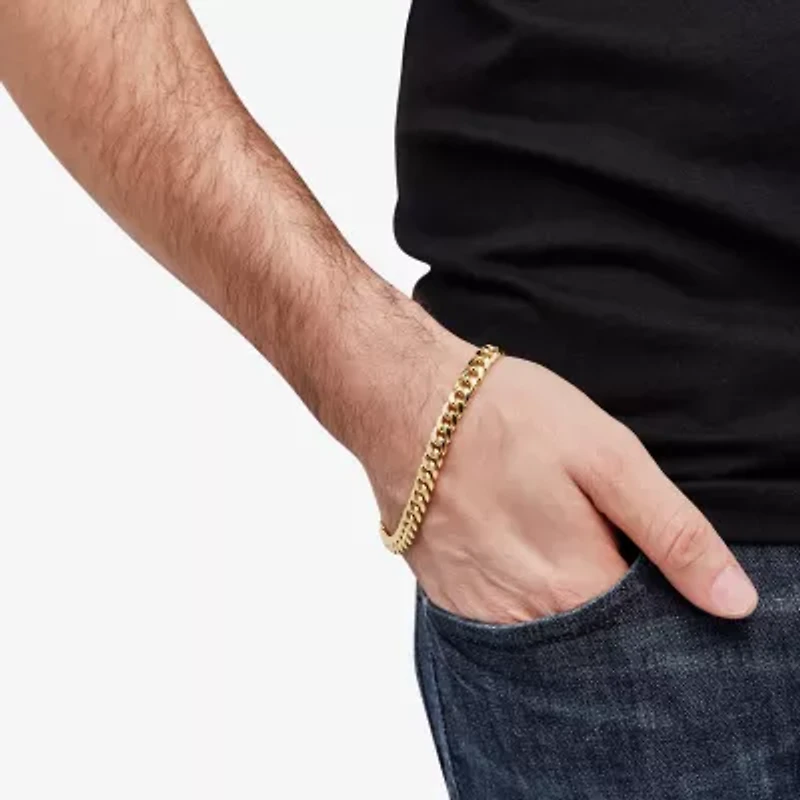 Limited Quantities! Mens 10K Gold 9 1/2 Inch Hollow Cuban Chain Bracelet