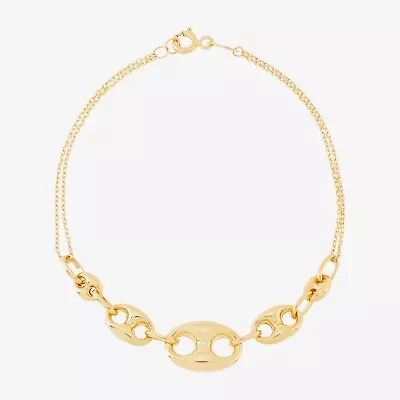 Limited Quantities! Womens 10K Gold 7.25 Inch Hollow Cable Chain Bracelet