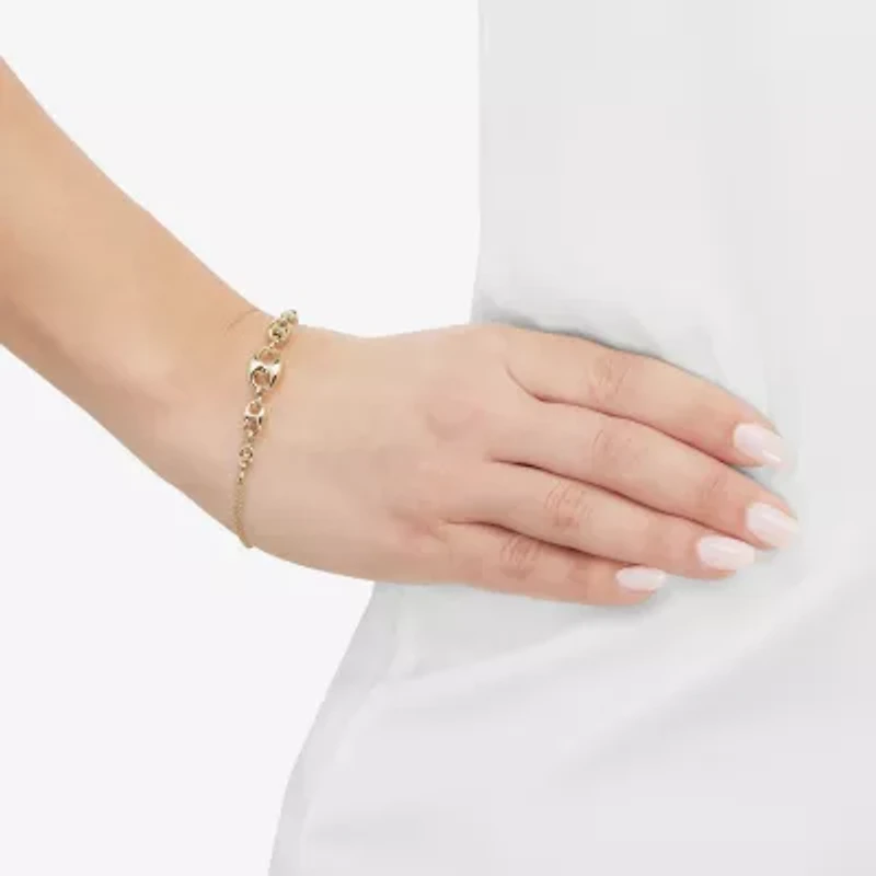 Limited Quantities! Womens 10K Gold 7.25 Inch Hollow Cable Chain Bracelet