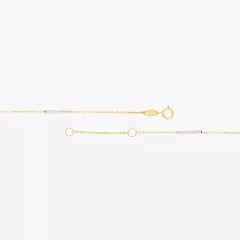 Limited Quantities! Womens 10K Two Tone Gold 10 Inch Hollow Cable Ankle Bracelet