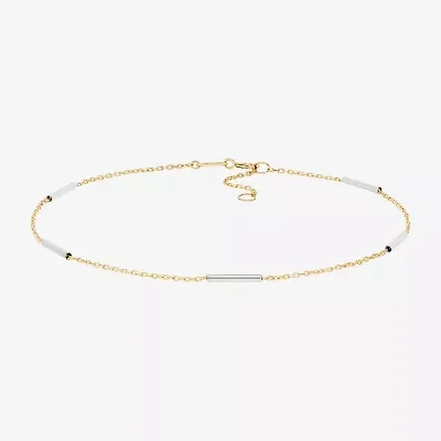 Limited Quantities! Womens 10K Two Tone Gold 10 Inch Hollow Cable Ankle Bracelet