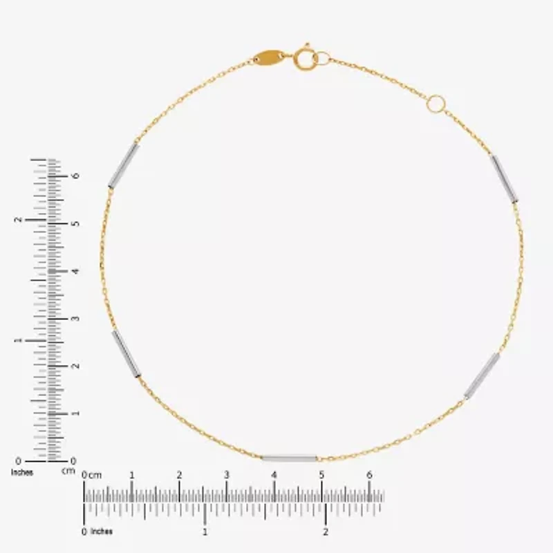 Limited Quantities! Womens 10K Two Tone Gold 10 Inch Hollow Cable Ankle Bracelet