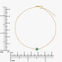 Limited Quantities! Womens 14K Gold 10 Inch Solid Cable Evil Eye Ankle Bracelet