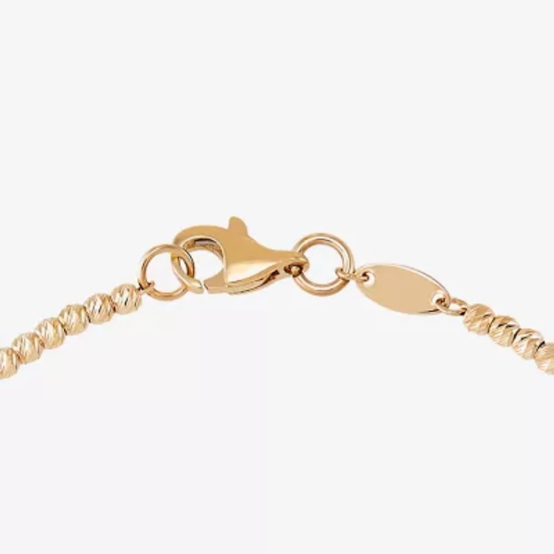 Limited Quantities! Womens 14K Gold 7.25 Inch Hollow Bead Chain Bracelet