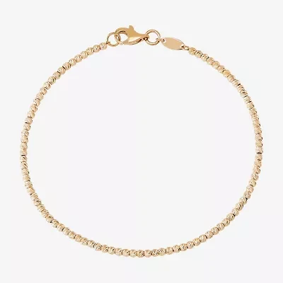 Limited Quantities! Womens 14K Gold 7.25 Inch Hollow Bead Chain Bracelet