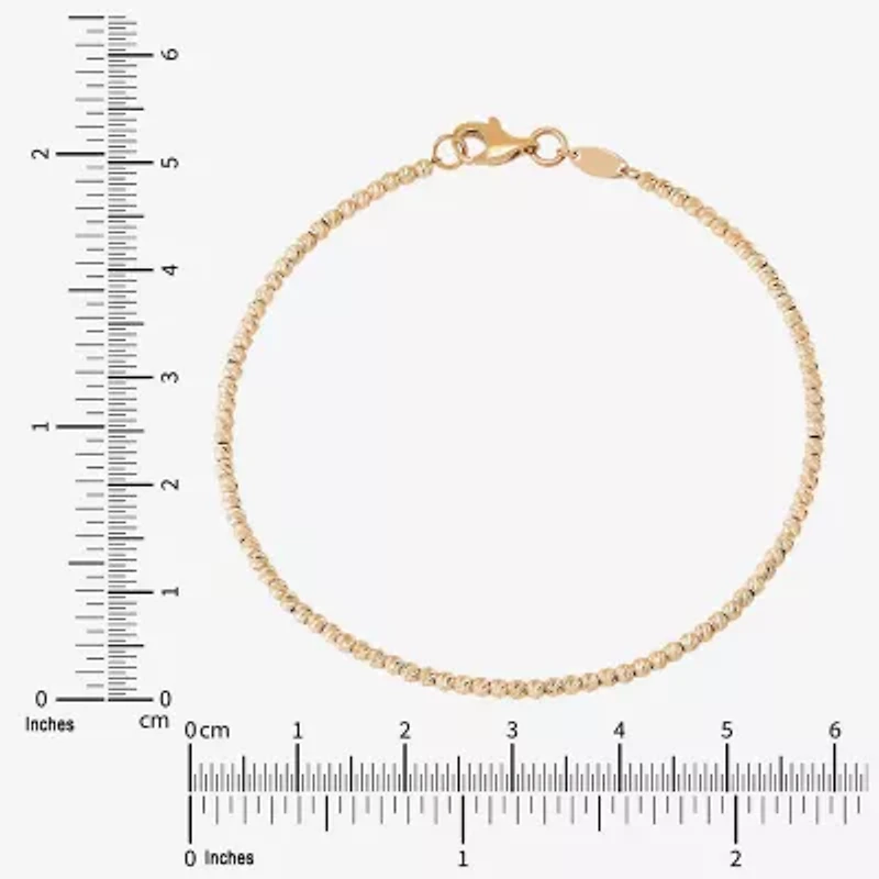 Limited Quantities! Womens 14K Gold 7.25 Inch Hollow Bead Chain Bracelet