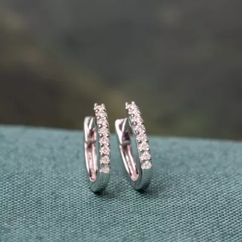 Womens 1/10 CT. T.W. Natural White Diamond 10K Gold 12.7mm Hoop Earrings