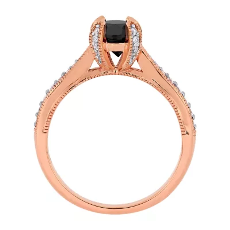 Midnight Black Womens 1 1/5 CT. T.W. Natural Diamond 14K Rose Gold Round Engagement Ring