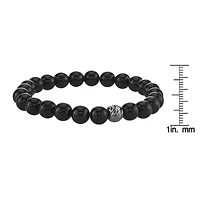 Mens Agate Sterling Silver Beaded Bracelet