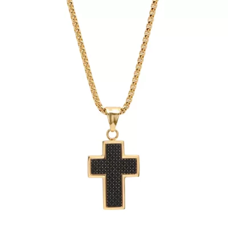 Mens Stainless Steel Cross 14 Inch Pendant Necklace