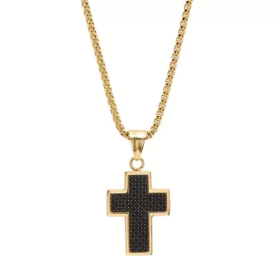 Mens Stainless Steel Cross 14 Inch Pendant Necklace