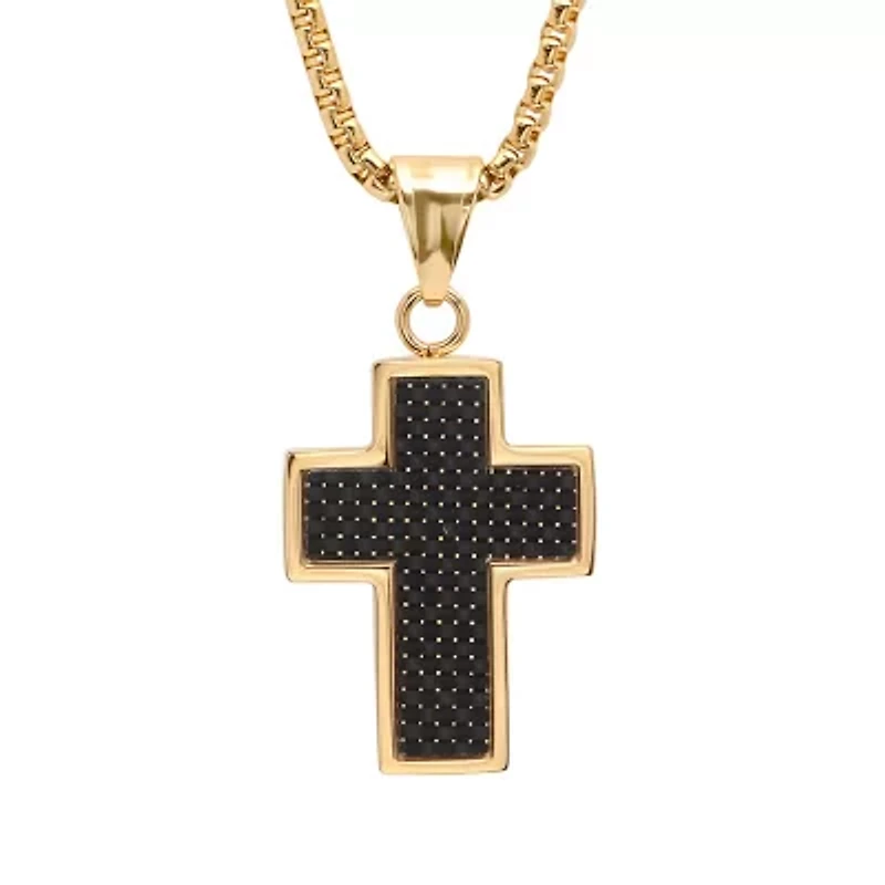 Mens Stainless Steel Cross 14 Inch Pendant Necklace