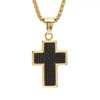 Mens Stainless Steel Cross 14 Inch Pendant Necklace